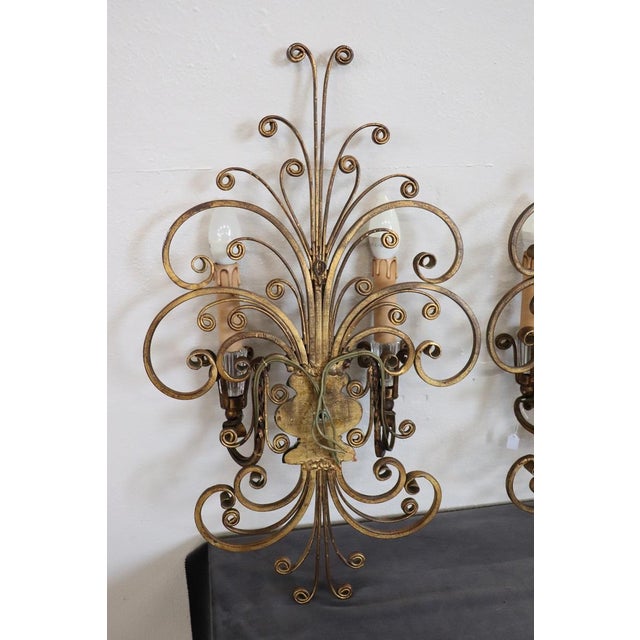 Gilded Iron and Crystal Sconces attributed to Maison Baguès, 1950s, Set of 2 For Sale - Image 16 of 18
