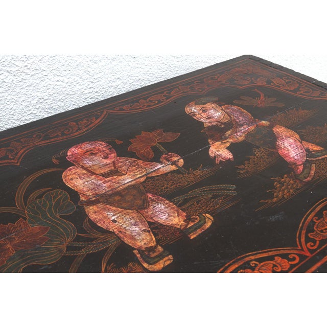 19th Century Antique Dramatic Painted Oriental Cabinet For Sale - Image 5 of 11