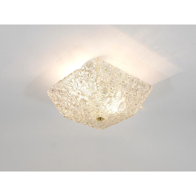 Square Brass & Textured Glass Ceiling Light attributed to J. T. Kalmar for Kalmar, 1950s For Sale - Image 6 of 18