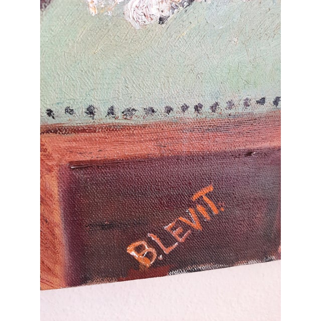 Green Original Signed Lady & Dog Portrait For Sale - Image 8 of 10