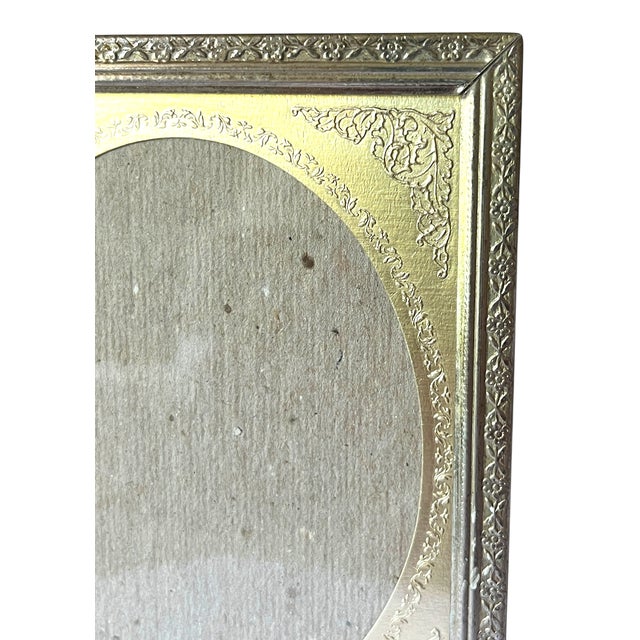 Rustic European Vintage Silver Picture Frame for Oval 3"x4" Picture Ornate Repoussé Mat & Beaded Border For Sale - Image 3 of 9