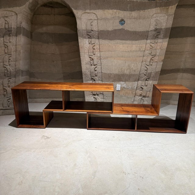 1960s Asymmetrical Solid Walnut Wood Shelving Unit Adjustable Attributed Gerald McCabe For Sale - Image 9 of 9