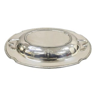 Vintage English Edwardian Silver Plated Covered Vegetable Dish With Drapes For Sale
