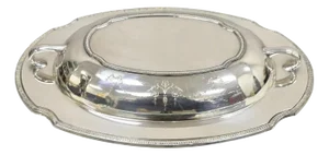 Vintage English Edwardian Silver Plated Covered Vegetable Dish With Drapes