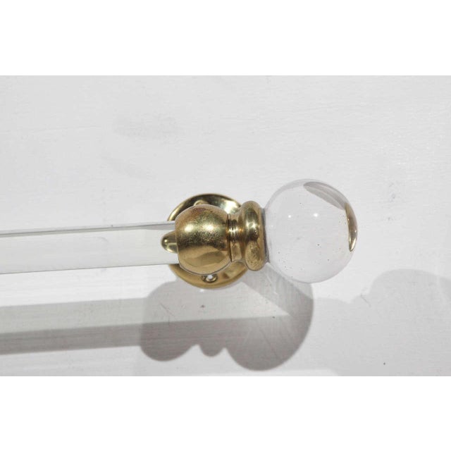 Traditional Large Glass Towel Bar With Brass Brackets For Sale In Los Angeles - Image 6 of 8