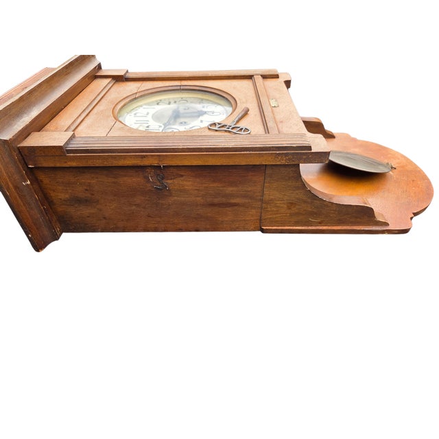 great condition some age related ware. Missing on leveler screw. Previous owner said the clock is working. Hung on the...
