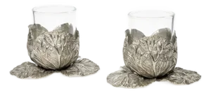 Pewter Cabbage Tea Light Holder- Set of 2