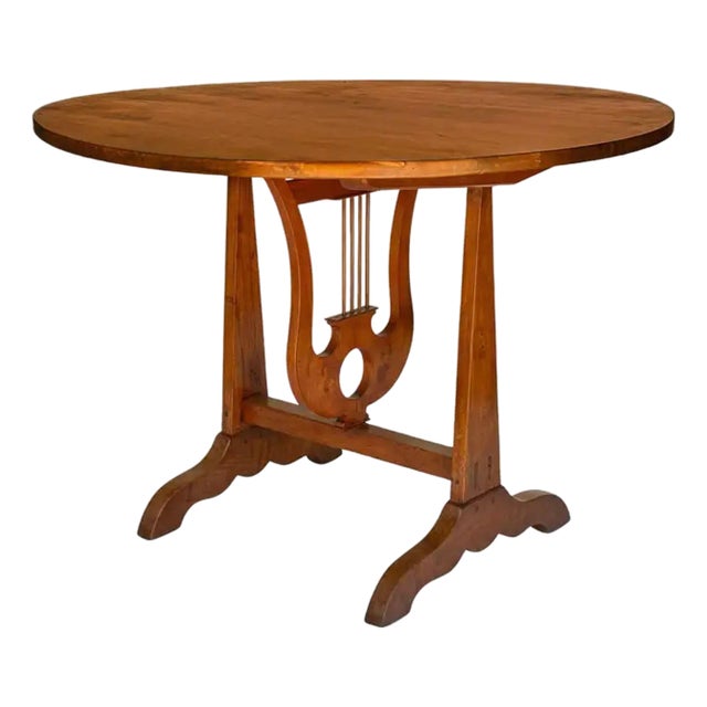 French Wine Tasting Vendange Round Tilt-Top Table of Cherrywood For Sale