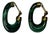 1970s Malachite and 14k Yellow Gold Elongated Hoop Earrings, a Pair - For Sale