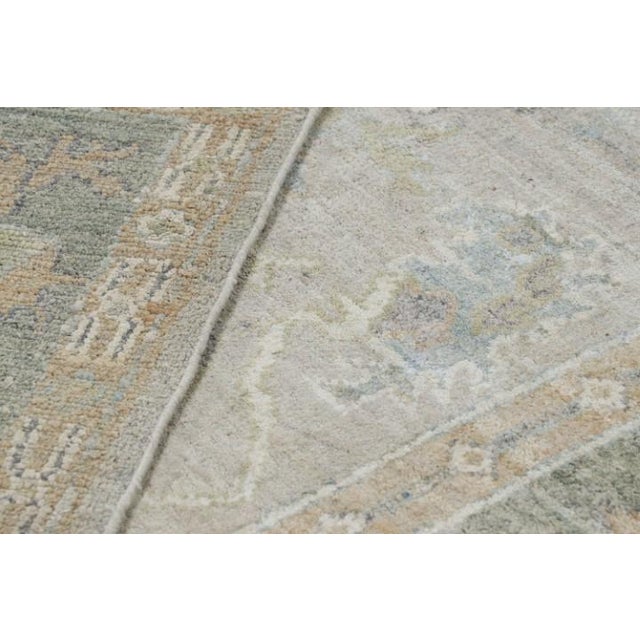 Textile Rug & Kilim’s Oushak Style Rug in Ivory and Green With Floral Patterns For Sale - Image 7 of 7