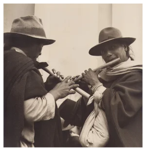Hanna Seidel, Ecuadorian Indigenous Musicians, Black and White Photograph, 1960s