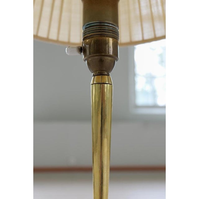 Metal Art Deco Brass Table Lamp attributed to Lars Holmström, Sweden, 1930s For Sale - Image 7 of 14