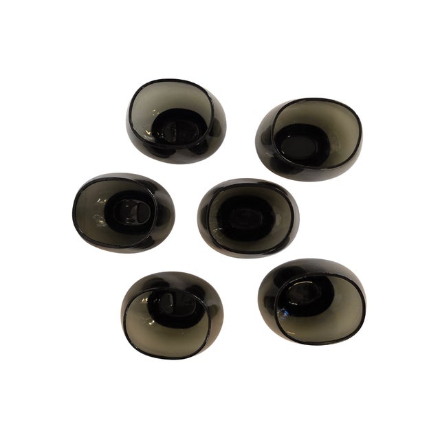 Mid 20th Century Holmegaard Per Lütken Smoky Lowball Tumblers With Ribbed Pedestal – Set of 6, Mid-Century Danis For Sale - Image 10 of 17