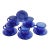 Forte Crisa Blue Glass Sunflower Cups and Saucers- 11 Pieces For Sale