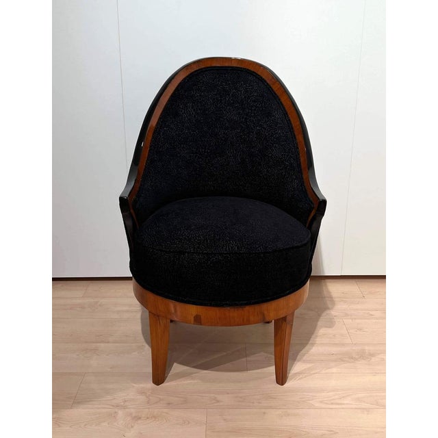 Biedermeier Revolving Armchair in Cherry Veneer & Black Velvet, South Germany, 1820s For Sale - Image 18 of 18