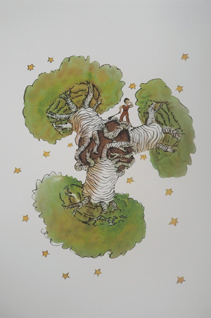 Antoine De Saint-Exupery, Le Petit Prince parmi les baobabs, Lithograph
