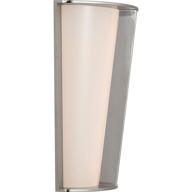 Phinn 12" Tapered Sconce in Polished Nickel with White Glass Designer: Barbara Barry Finish: Polished Nickel Height: 12"...