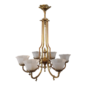 Late 19th Century East Lake Ornate Six-Arm Chandelier