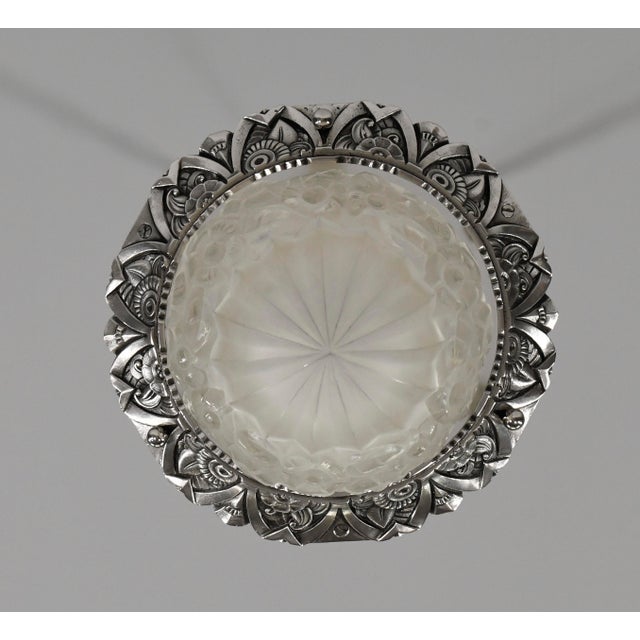 Silver 1930s French Art Deco Flush Mount by Degue France - 2 Available For Sale - Image 8 of 13