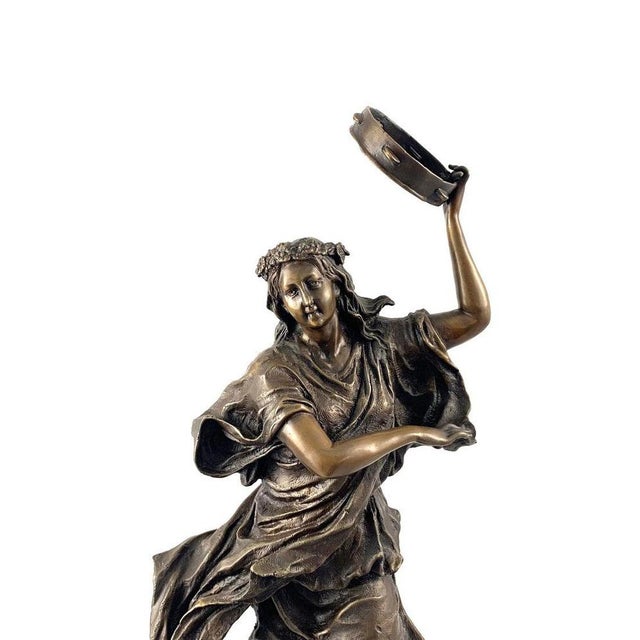 20th Century Bronze Figure of a Female Dancer with Tambourine For Sale - Image 5 of 9