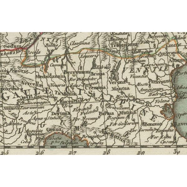 Antique Map and title: "Partie Occidentale de l'Empire Romain ou du Monde connu des Anciens d'Après d'Anville" Publication...