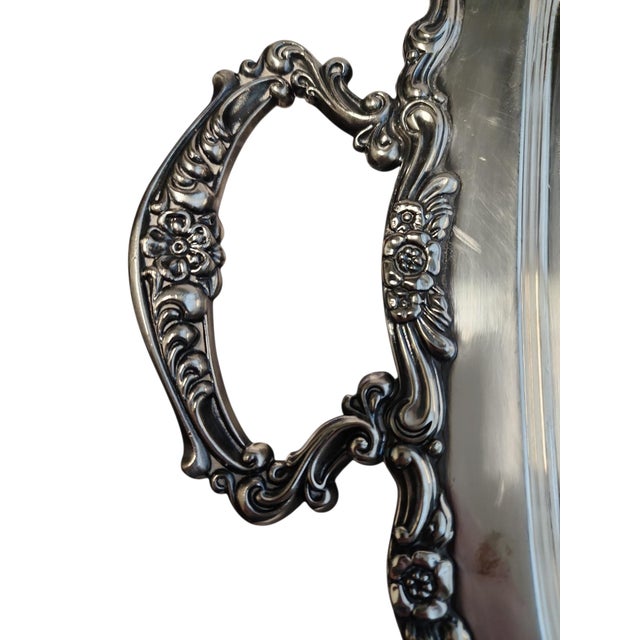 Excellent condition Oneida silverplate Brookline pattern butler's serving tray, circa 1930s - 1950s, with heavy scroll...