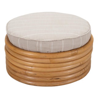 Mid-Century 7 Strand Paul Frankl Style Stacked Rattan Ottoman For Sale