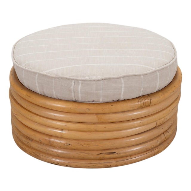 Mid-Century 7 Strand Paul Frankl Style Stacked Rattan Ottoman For Sale