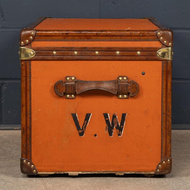 1900 - 1909 Antique Courier Trunk in Orange Vuittonite Canvas by Louis Vuitton for Louis Vuitton, 1905 For Sale - Image 5 of 18