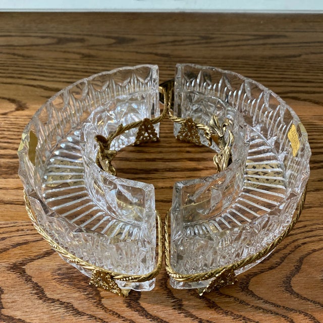 60’s Hamilton Sterling 24kt Gold Plated Crystal West German Dresser Dish For Sale - Image 4 of 13