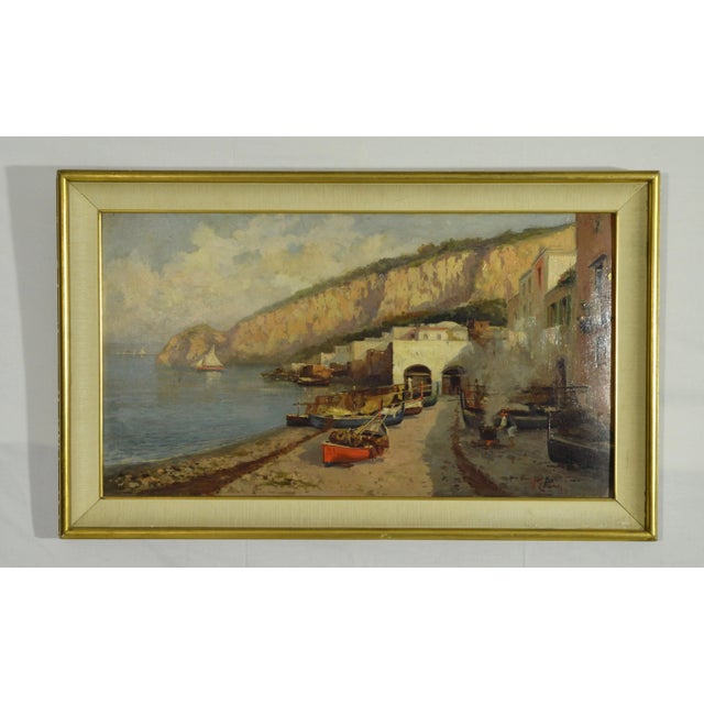 A seascape painted by vincenzo canino in 1925, depicting an authentic glimpse of the campania coast. The work depicts a...