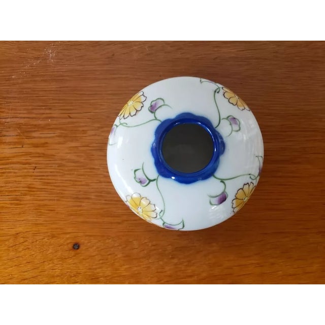 1950s Circa 1950 Japanese Porcelain Floral Motif Hair Receiver For Sale - Image 5 of 6