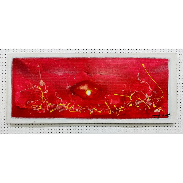 This listing is for a Modern Abstract Expressionist Painting. Featuring a rectangular canvas, a mixture of red, white, and...