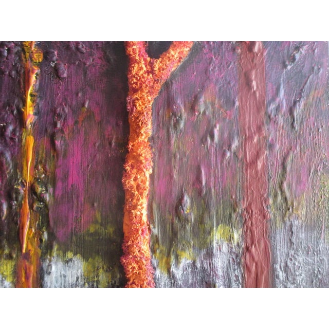 Orange "Enchanted Forest" Large Contemporary Abstract Landscape Acrylic Painting After David Hockney For Sale - Image 8 of 12