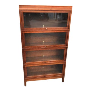 Globe Wernicke 4 Section Walnut Barrister Bookcase For Sale