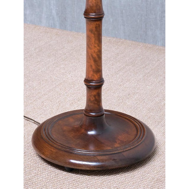 Swedish Modern Birch Faux Bamboo Floor Lamp with Ivory Adjustable Shade, 1940s For Sale - Image 6 of 16
