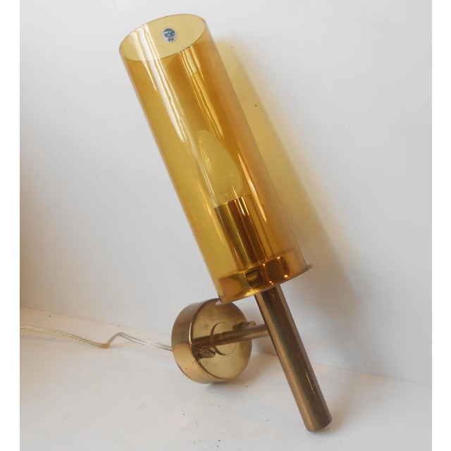 Brass & Glass Tubular Wall Sconce by Hans-Agne Jakobsson for Markaryd AB For Sale - Image 4 of 7
