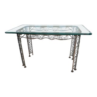 Early 20th Century Glass Top Iron Table For Sale