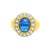 Contemporary 3.00 Carat Blue Sapphire Diamond 18k Gold Bezel Halo Ring, Size 9 For Sale - Image 3 of 7
