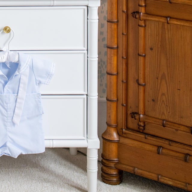 19th Century French Faux Bamboo Armoire With Double Glass Doors and Pagoda Top For Sale - Image 10 of 17