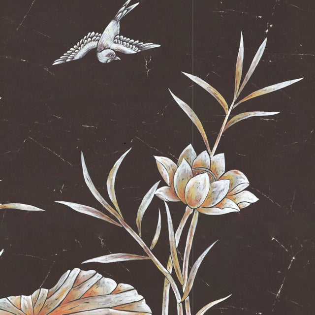 W36'* H100"/Panel, Antique-Style Coromandel Black Chinoiserie Wallpaper For Sale - Image 6 of 10