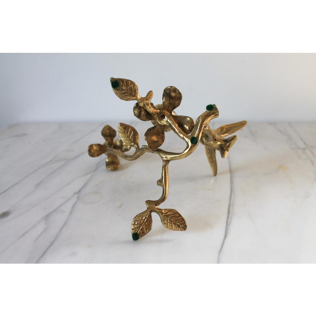 Brass Vintage Brass Floral and Hummingbird Candle Holder For Sale - Image 8 of 8