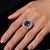 1990s Certified 7.15 Carat Vivid Blue Sapphire & Diamond Sunburst Vintage French Ring, Size 6.5 For Sale - Image 9 of 10