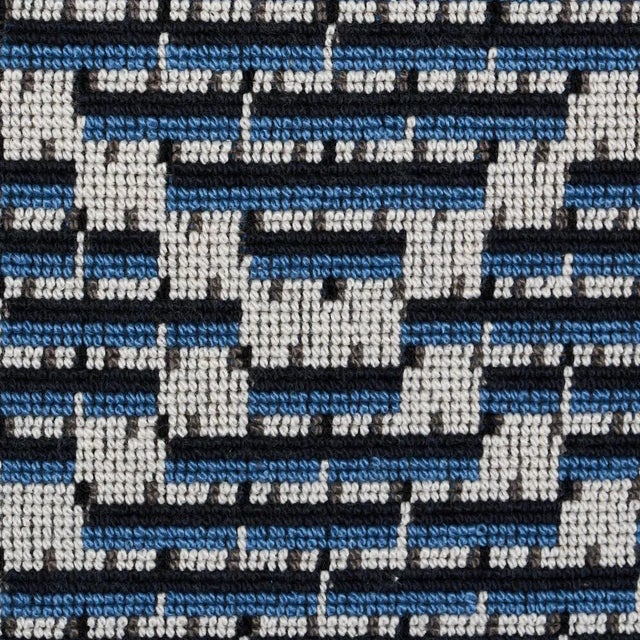 Schumacher Schumacher x Stephanie Seal Brown Berg Epingle Fabric in Indigo For Sale - Image 4 of 5