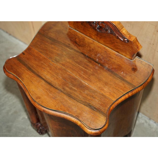 Antique Victorian Burl Walnut Nightstands, Set of 2 For Sale - Image 6 of 18