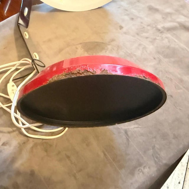 A 1960s Mid-Century Modern Red Metal and Steel Italian Desk Lamp For Sale - Image 12 of 14