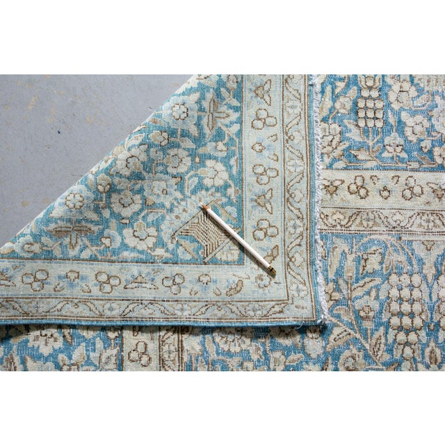 Vintage Allover Botanical Large Blue Wool Hand-Knotted Rug - 8’6” X 12’ For Sale - Image 10 of 10