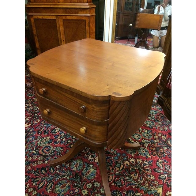 Antique Cherry and Mahogany Two Drawer Table For Sale - Image 4 of 9