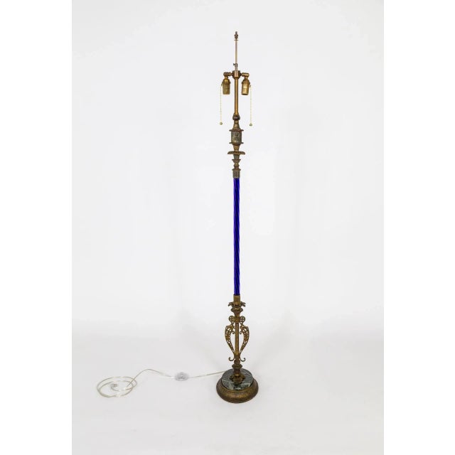 Early 20th Century Cobalt Blue Glass Floor Lamp With Anglo-Indian Details For Sale - Image 12 of 12