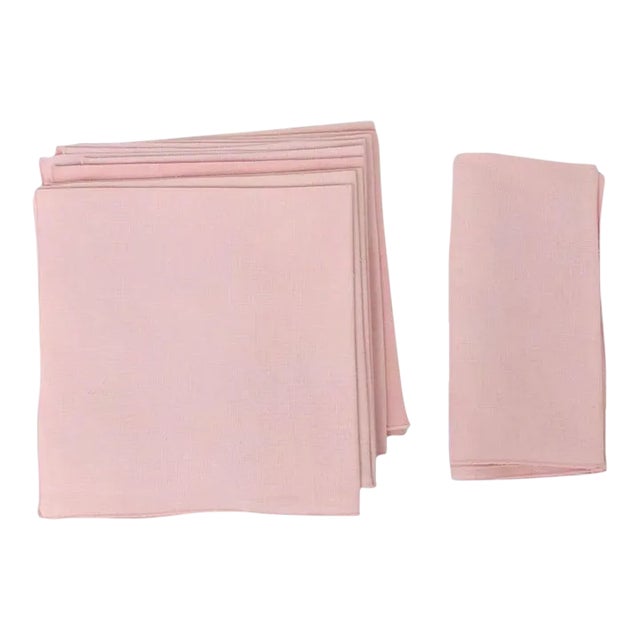 Pink Linen Dinner Napkins - Set of 10 For Sale
